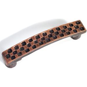 Emenee OR136-AC O Premier Collection Checkerboard Handle 3-5/8 inch x 5/8 inch in Antique Matte Copper Squares Series